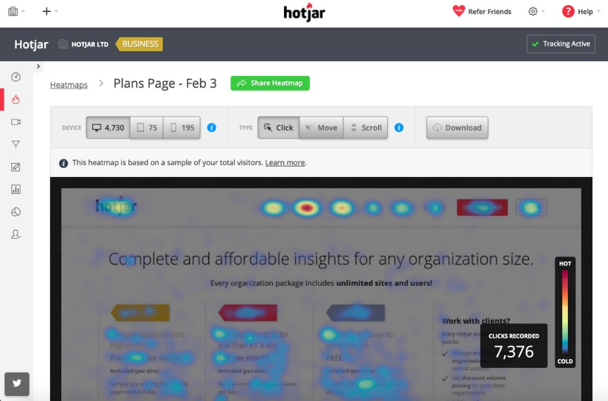 Hotjar Heatmap instellen