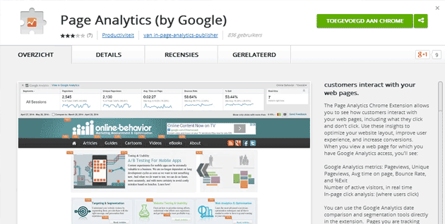 Google Chrome extensie Pagina Analyse